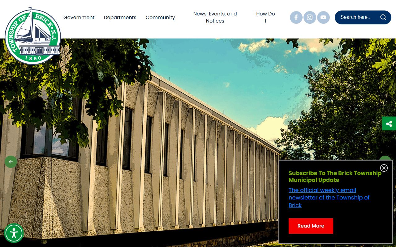 Brick Township government homepage for dissolution of marriage information