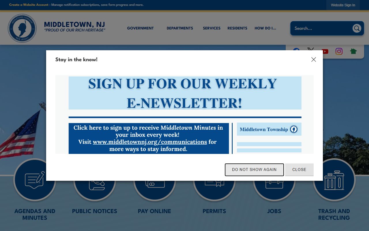 Middletown Township government homepage for dissolution of marriage resources