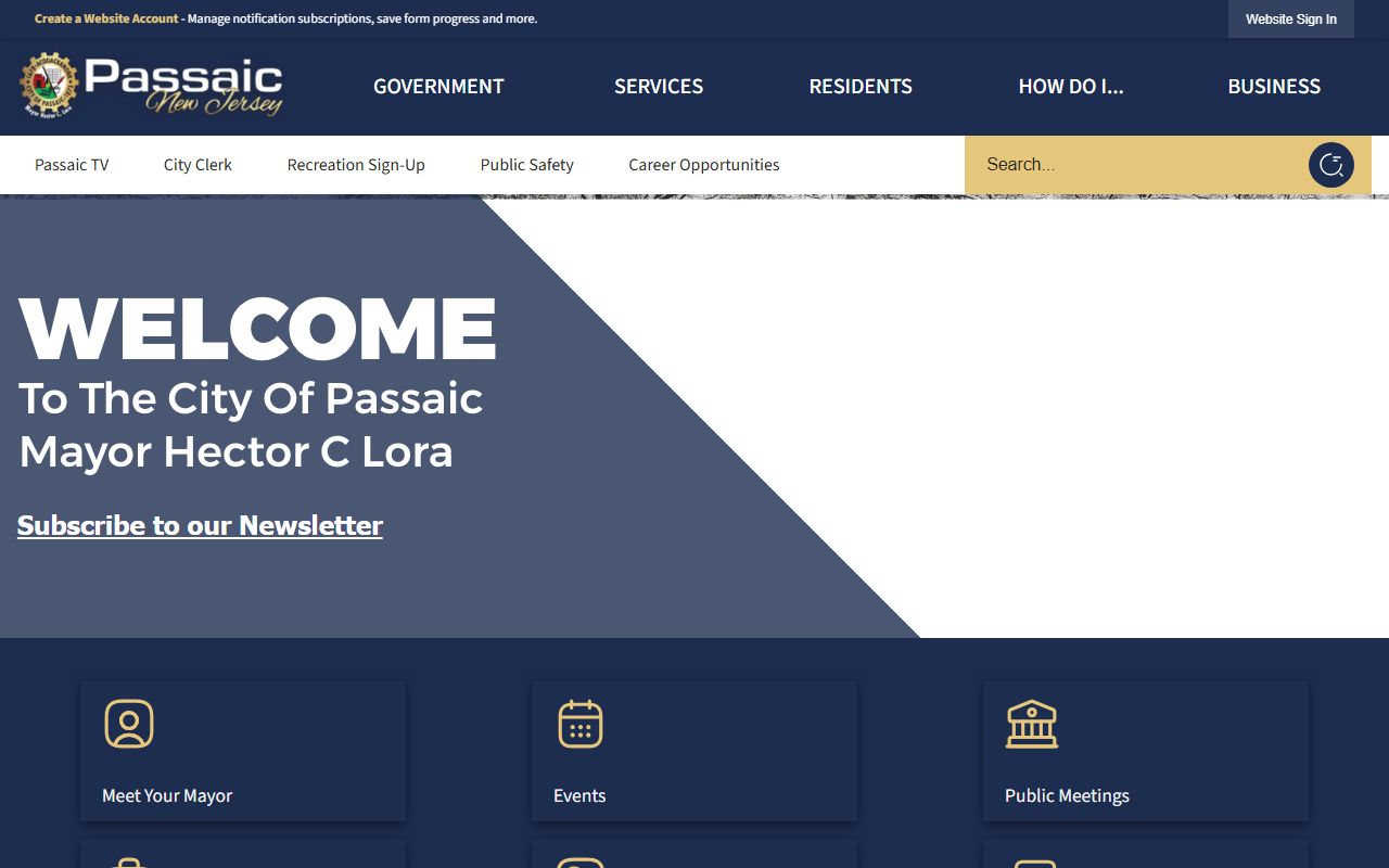Passaic City homepage for dissolution of marriage information
