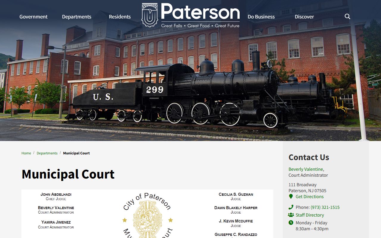Paterson Municipal Court page for dissolution of marriage information