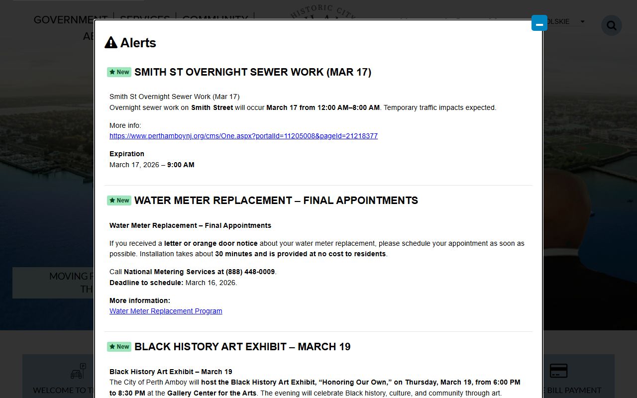 Perth Amboy city government homepage for dissolution of marriage resources