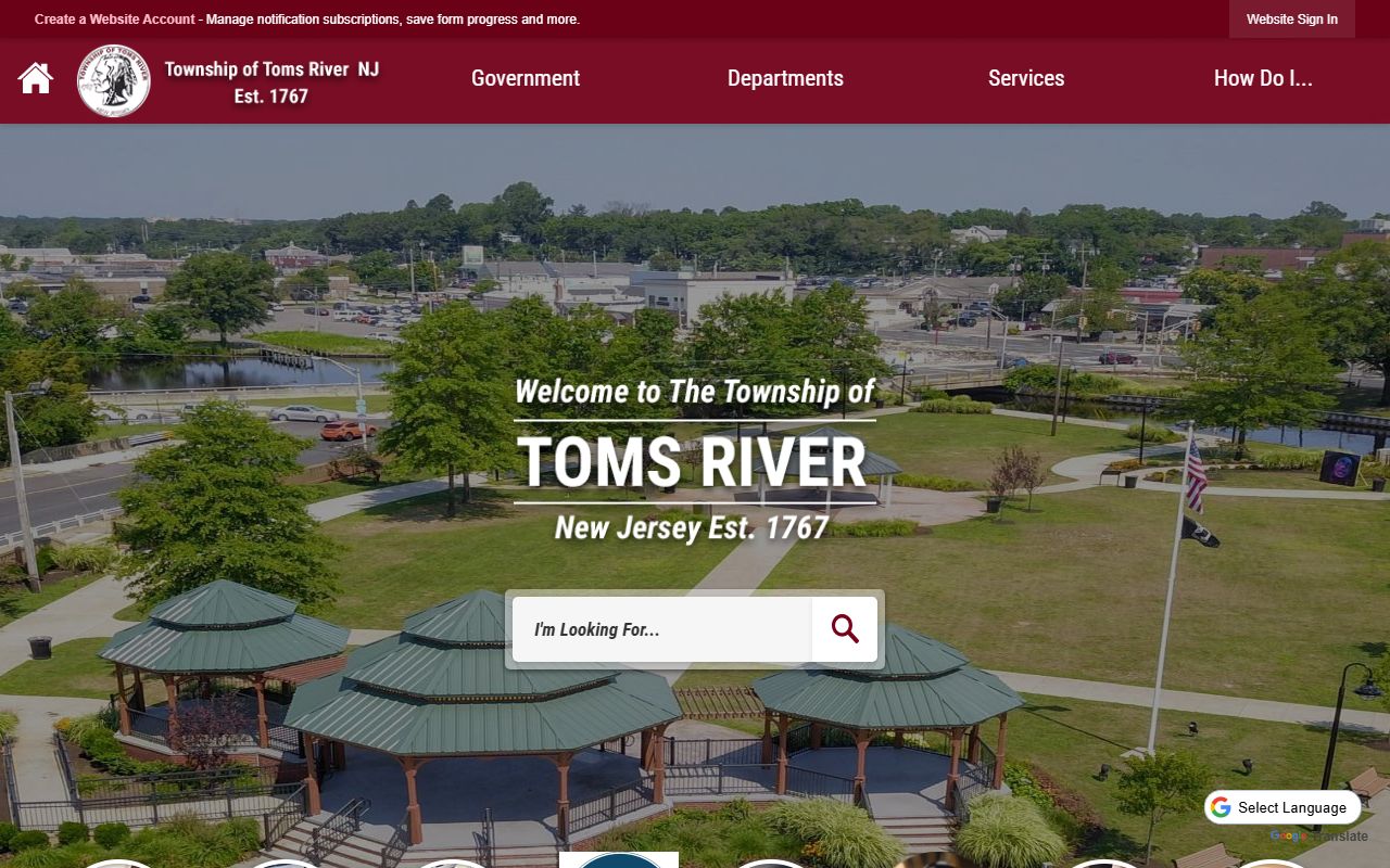 Toms River Township government homepage for dissolution of marriage resources