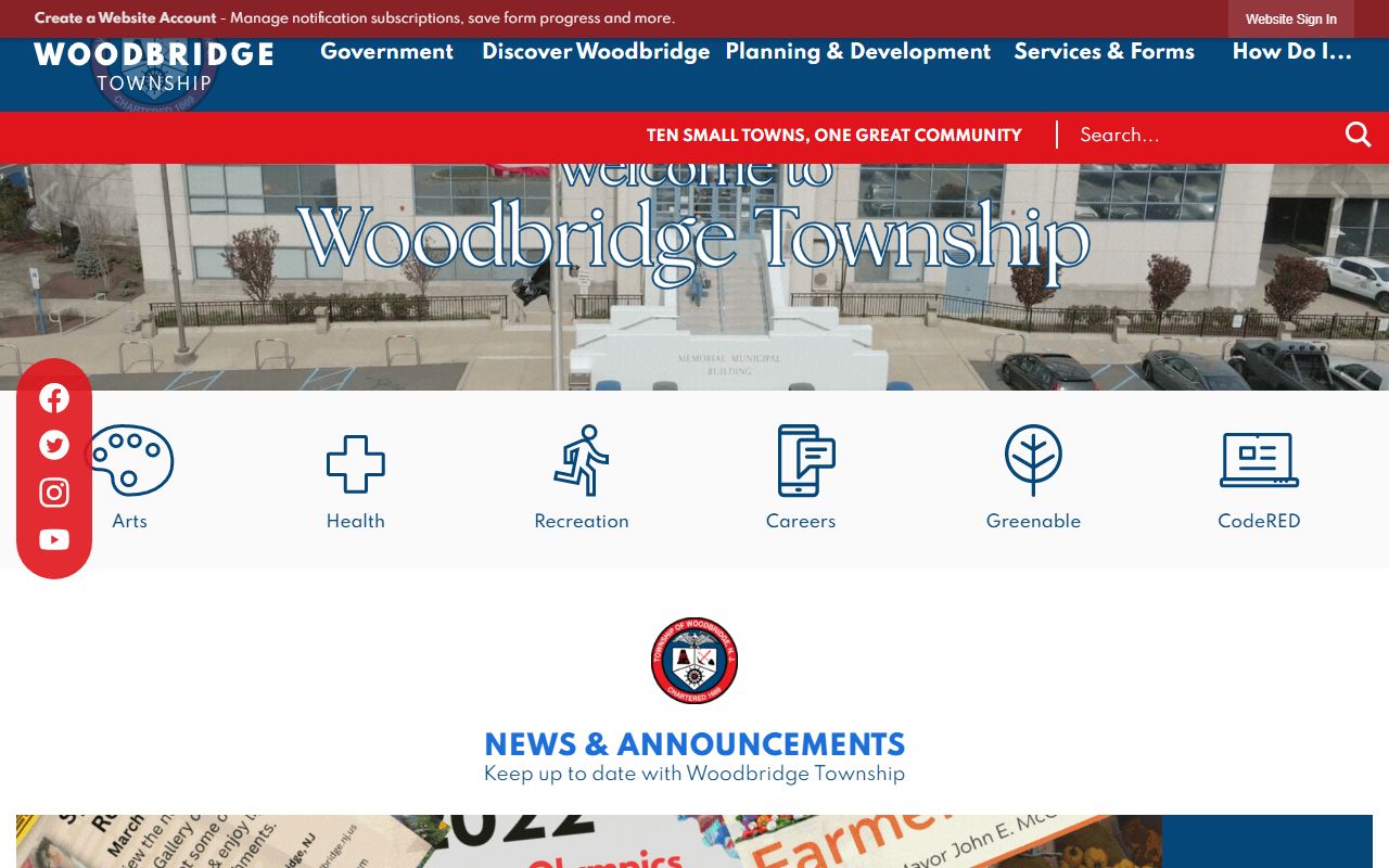 Woodbridge Township government homepage for dissolution of marriage information